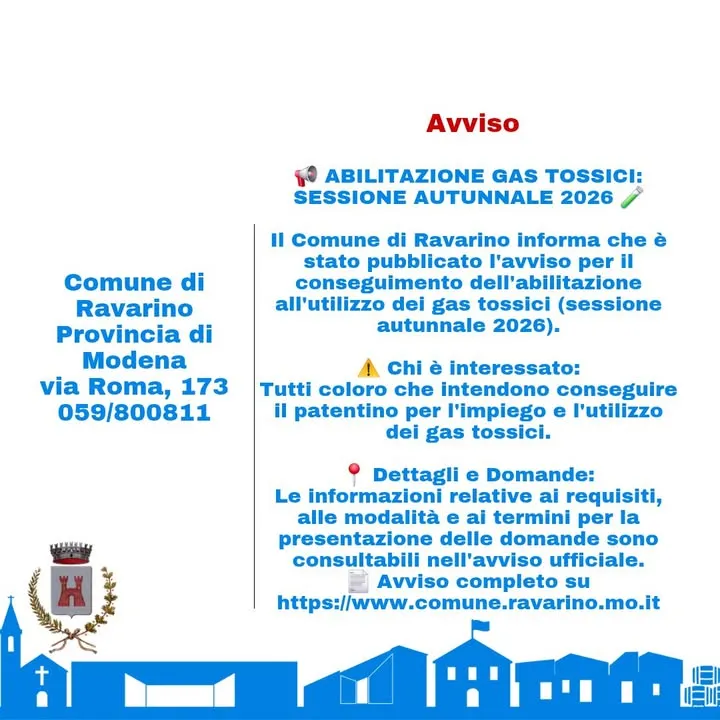 Abilitazione gas tossici: sessione autunnale 2026
