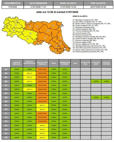 Allerta meteo arancione per temporali a Bastiglia