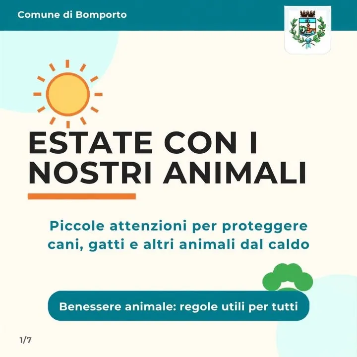Proteggiamo i nostri animali dal caldo estivo: raccomandazioni del Comune di Bomporto